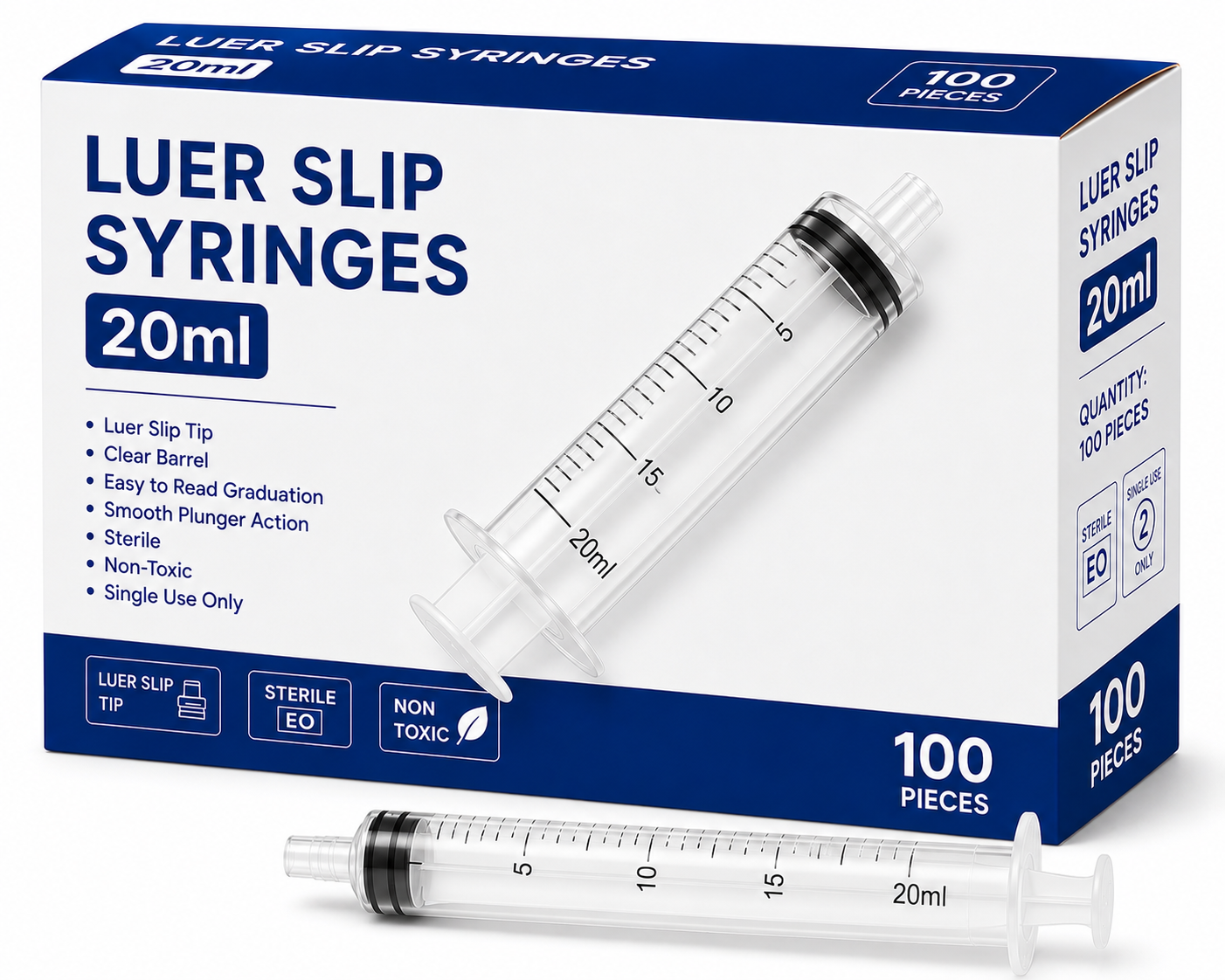 Syringe 20ml Luer Slip 50's