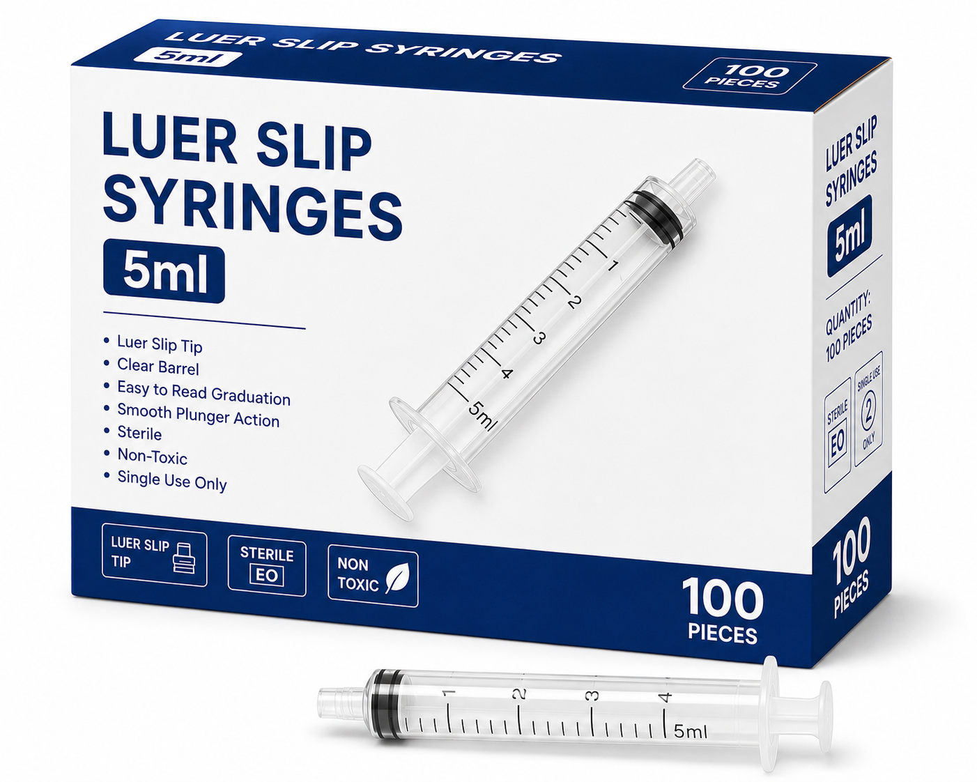 Syringe 5ml Luer Slip 100's